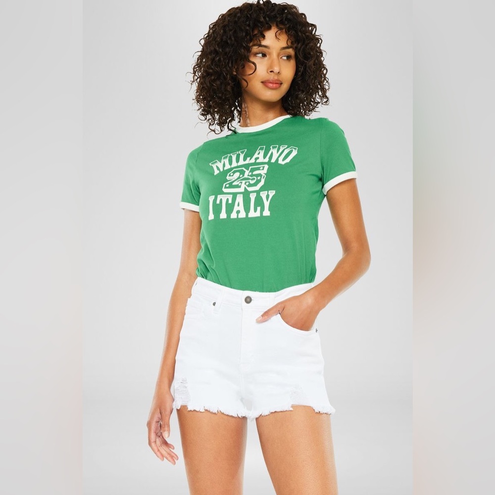 #393.  Kancan High Rise Shorts - White